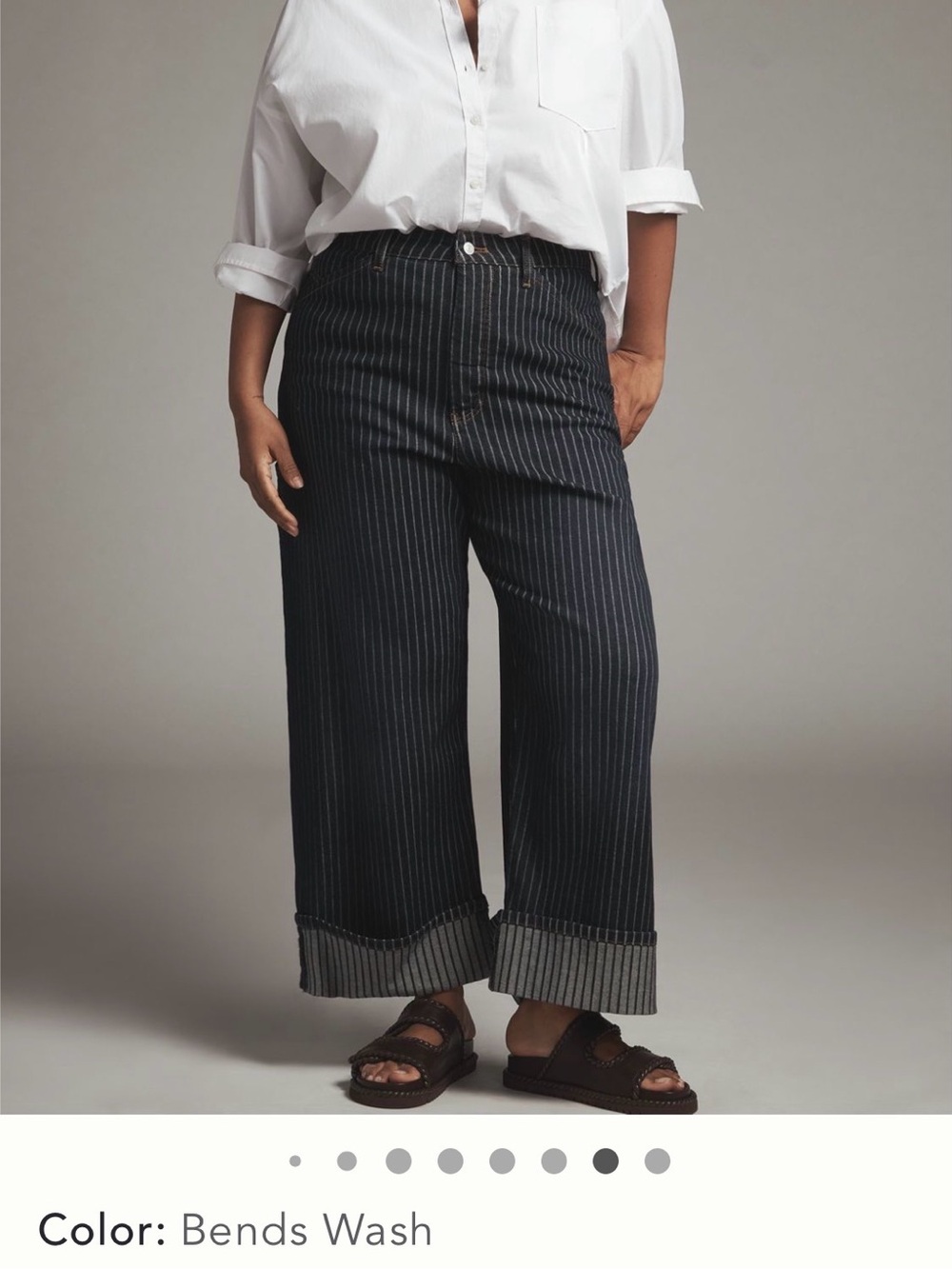 Anthropologie Kayden Cuffed Railroad Stripe Barrel Jeans sz 16W, run large!! - Picture 2 of 6